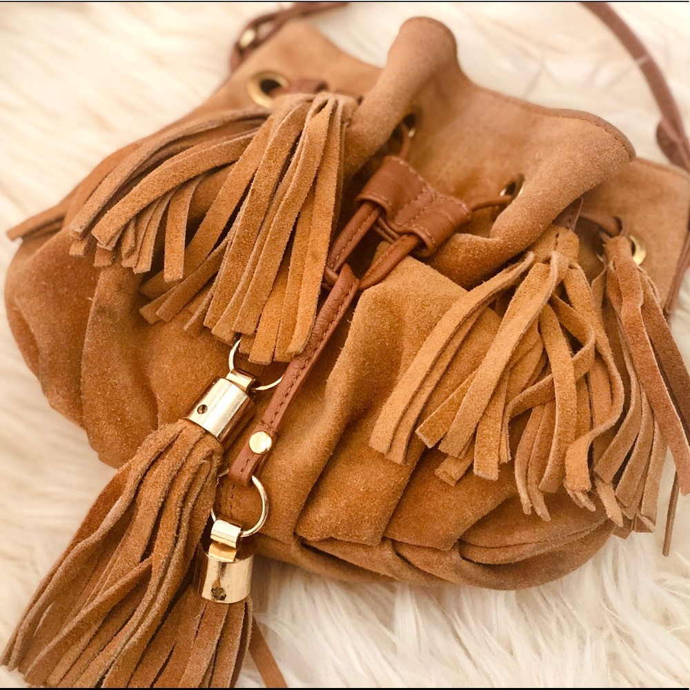 ASOS Brown Suede Crossbody Bag with Tassels